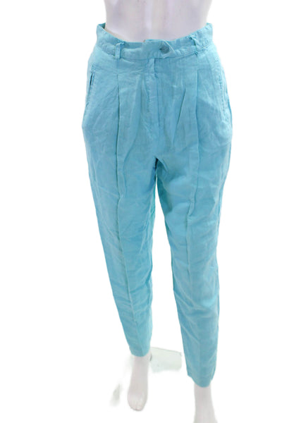 Weekend Max Mara Womens Cotton Pleated Detail Casual Pants Aqua Blue Size 6