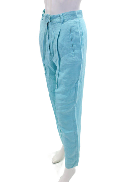 Weekend Max Mara Womens Cotton Pleated Detail Casual Pants Aqua Blue Size 6