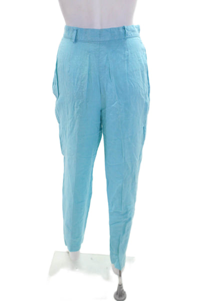 Weekend Max Mara Womens Cotton Pleated Detail Casual Pants Aqua Blue Size 6