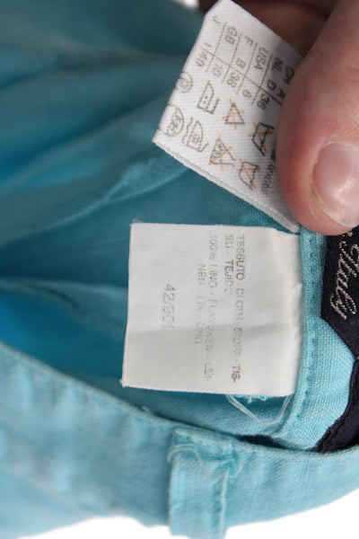 Weekend Max Mara Womens Cotton Pleated Detail Casual Pants Aqua Blue Size 6