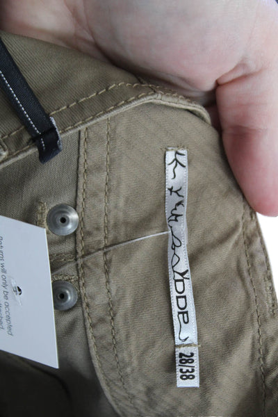 DDP Womens Cotton Zippered Detail Cuffed Knee Length Shorts Beige Size 28