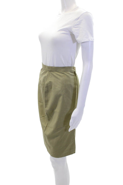 I Blue Womens Wool Zippered Knee Length Pencil Skirt Olive Green Size 40