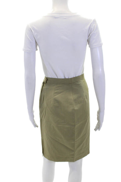 I Blue Womens Wool Zippered Knee Length Pencil Skirt Olive Green Size 40