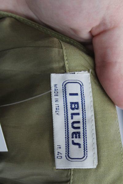 I Blue Womens Wool Zippered Knee Length Pencil Skirt Olive Green Size 40