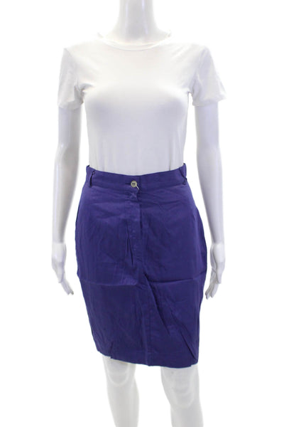 Sportmax Womens Lined Knee Length Zippered Pencil Skirt Solid Purple Size 8