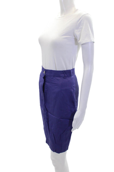 Sportmax Womens Lined Knee Length Zippered Pencil Skirt Solid Purple Size 8