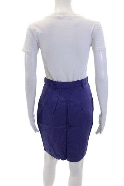 Sportmax Womens Lined Knee Length Zippered Pencil Skirt Solid Purple Size 8