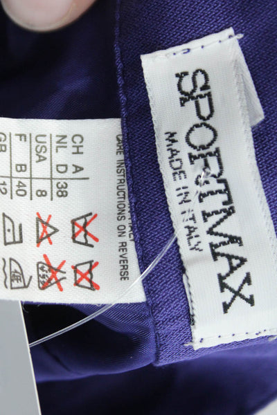 Sportmax Womens Lined Knee Length Zippered Pencil Skirt Solid Purple Size 8