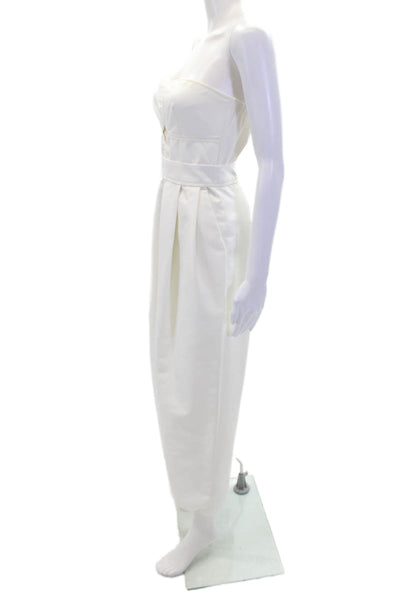 Yigal Azrouel Womens Back Zip Strapless Cut Out Wide Leg Jumpsuit White Size 0