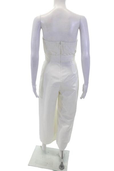 Yigal Azrouel Womens Back Zip Strapless Cut Out Wide Leg Jumpsuit White Size 0