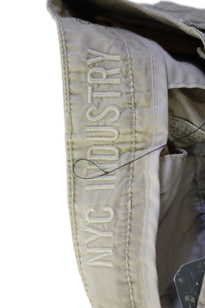 NYC Industry Mens Cotton Buttoned Zipped Flat Front Cargo Shorts Tan Size EUR 26