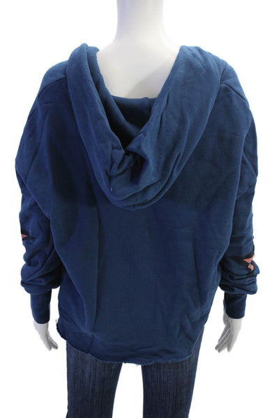 Wildfox Womens Cotton Graphic Print Long Sleeve Pullover Hoodie Blue Size XS