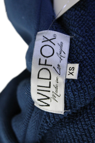 Wildfox Womens Cotton Graphic Print Long Sleeve Pullover Hoodie Blue Size XS