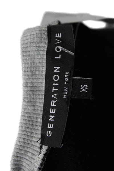 Generation Love Womens Cotton Lace Up Crew Neck Sweater Top Gray Black Size XS
