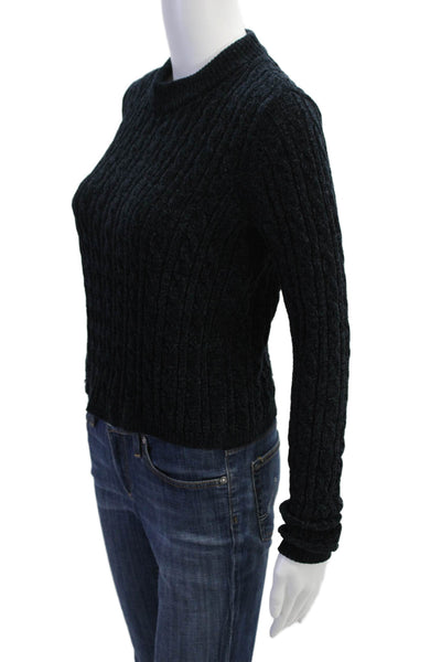 Something Navy Womens Cable Knit Crew Neck Pullover Sweater Top Navy Size XXS