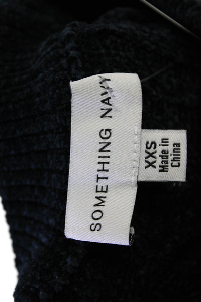 Something Navy Womens Cable Knit Crew Neck Pullover Sweater Top Navy Size XXS