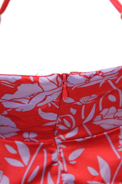 Lovers + Friends Womens Floral Drape V-Neck Sleeveless Blouse Top Red Size XXS