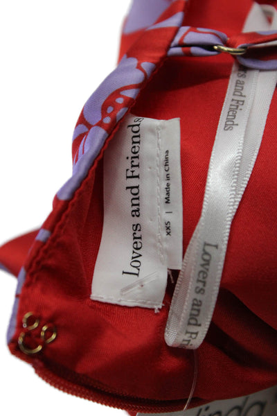 Lovers + Friends Womens Floral Drape V-Neck Sleeveless Blouse Top Red Size XXS