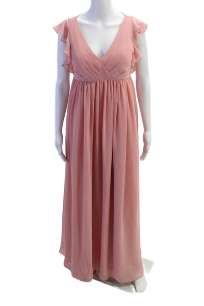 JJs House Womens Textured Sleeveless V-neck Long Gown Dress Pink Size M