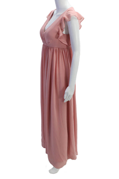 JJs House Womens Textured Sleeveless V-neck Long Gown Dress Pink Size M