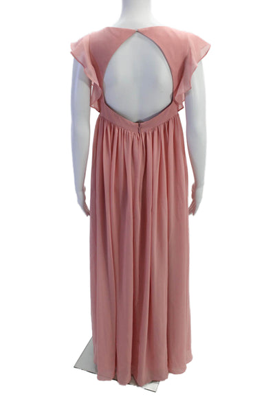 JJs House Womens Textured Sleeveless V-neck Long Gown Dress Pink Size M