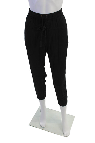 Enza Costa Womens Drawstring Stretch Casual Skinny Pants Black Size 3