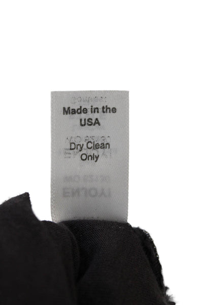 Michael Stars Womens Long Sleeve Scoop Neck Leather Trim Shirt Brown Size Small