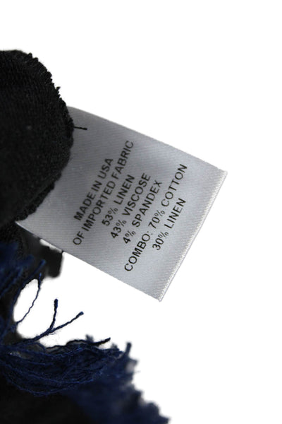 Drew Womens Sleeveless Button Back Scoop Neck Fringe Top Black Blue Size Small