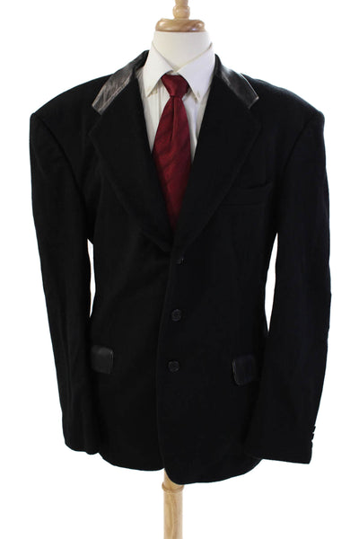 Bloomingdale's Mens Collared Long Sleeve Two-Button Blazer Black Size 42