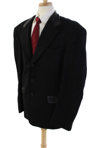 Bloomingdale's Mens Collared Long Sleeve Two-Button Blazer Black Size 42