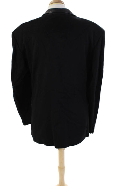 Bloomingdale's Mens Collared Long Sleeve Two-Button Blazer Black Size 42