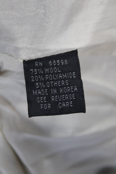 DKNY Mens Wool Chevron Print Notched Collar Buttoned Blazer Beige Size 44