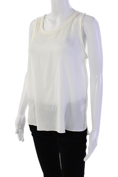 Pookie & Sebastian Womens Scoop Neck Sleeveless Tank Top White Size S