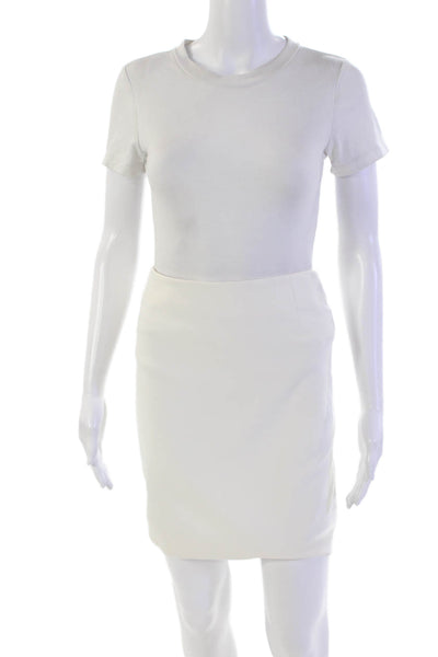 Akris Punto Womens Cotton Zippered Lined Pencil Mini Skirt Bone Size 2