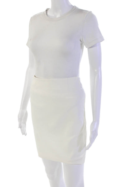 Akris Punto Womens Cotton Zippered Lined Pencil Mini Skirt Bone Size 2