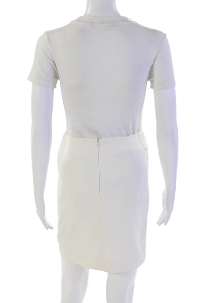 Akris Punto Womens Cotton Zippered Lined Pencil Mini Skirt Bone Size 2