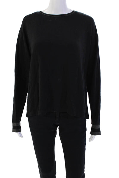 Rag & Bone Womens Cotton Round Neck Long Sleeve Knit Basic Top Black Size S