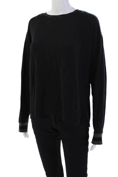 Rag & Bone Womens Cotton Round Neck Long Sleeve Knit Basic Top Black Size S