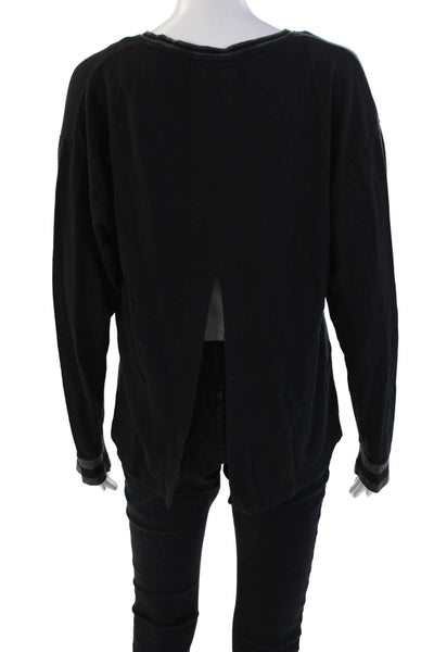 Rag & Bone Womens Cotton Round Neck Long Sleeve Knit Basic Top Black Size S