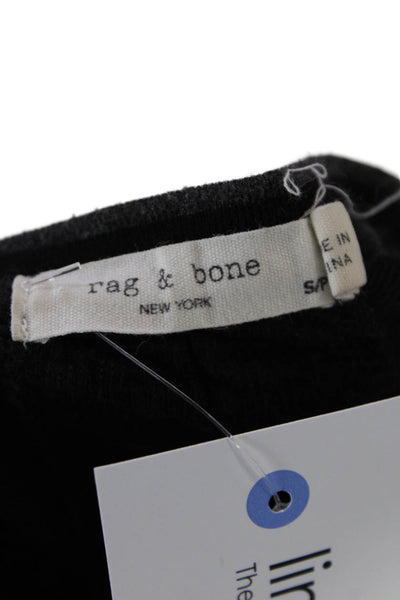 Rag & Bone Womens Cotton Round Neck Long Sleeve Knit Basic Top Black Size S