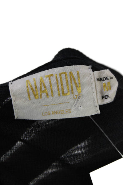 Nation LTD Womens Cotton Long Sleeve V-neck Basic Blouse Black Size M