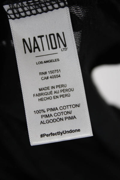 Nation LTD Womens Cotton Long Sleeve V-neck Basic Blouse Black Size M