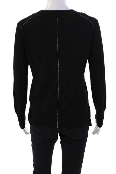 Rag & Bone Womens Cotton V-neck Long Sleeve Knit Top Black Size XS