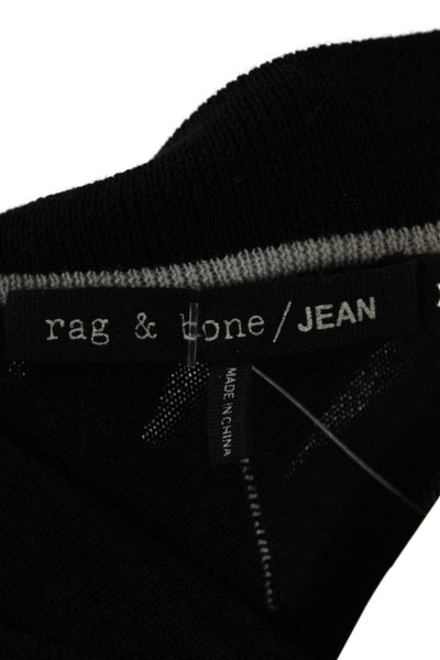 Rag & Bone Womens Cotton V-neck Long Sleeve Knit Top Black Size XS