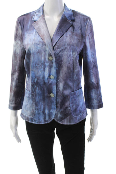 Leggiadro Women's Collared Long Sleeve Unlined Basic Jacket Tie Dye Size 12