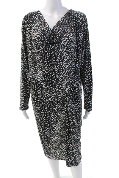 Michael Michael Kors Womens Long Sleeeves Cinch Mini Dress Spotted Black Size 2X