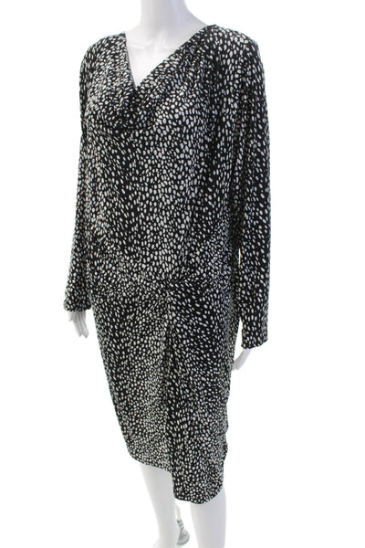 Michael Michael Kors Womens Long Sleeeves Cinch Mini Dress Spotted Black Size 2X