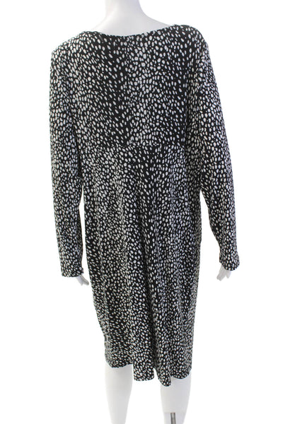 Michael Michael Kors Womens Long Sleeeves Cinch Mini Dress Spotted Black Size 2X