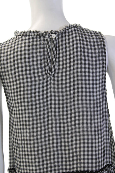 Sundays One Women's Round Neck Sleeveless Tiered Mini Dress Black Check Size S