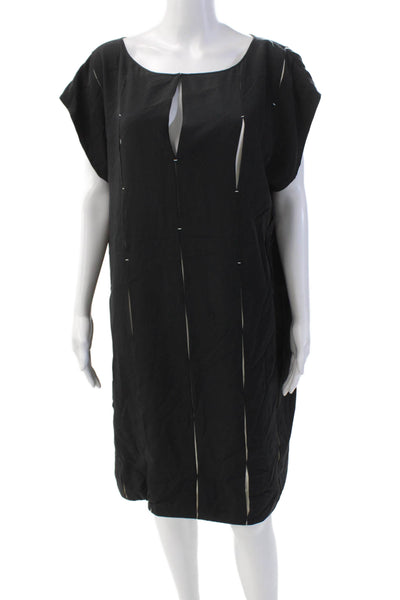 Shamask Women's Round Neck Cut-Out Sleeveless Mini Shift Dress Black Size 3